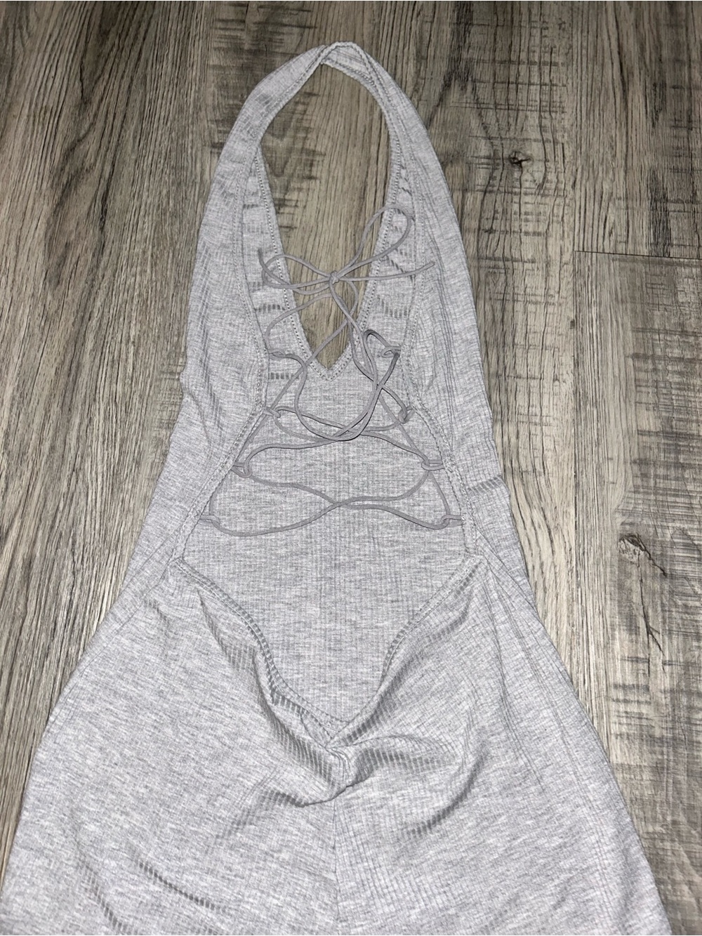 Source Unknown Gray Ribbed Halter Romper - Picture 4 of 5